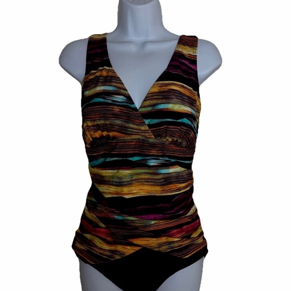 Christina Other - Christina Swimwear One Piece Swimsuit Size 12D Black Tummy Control V-neck